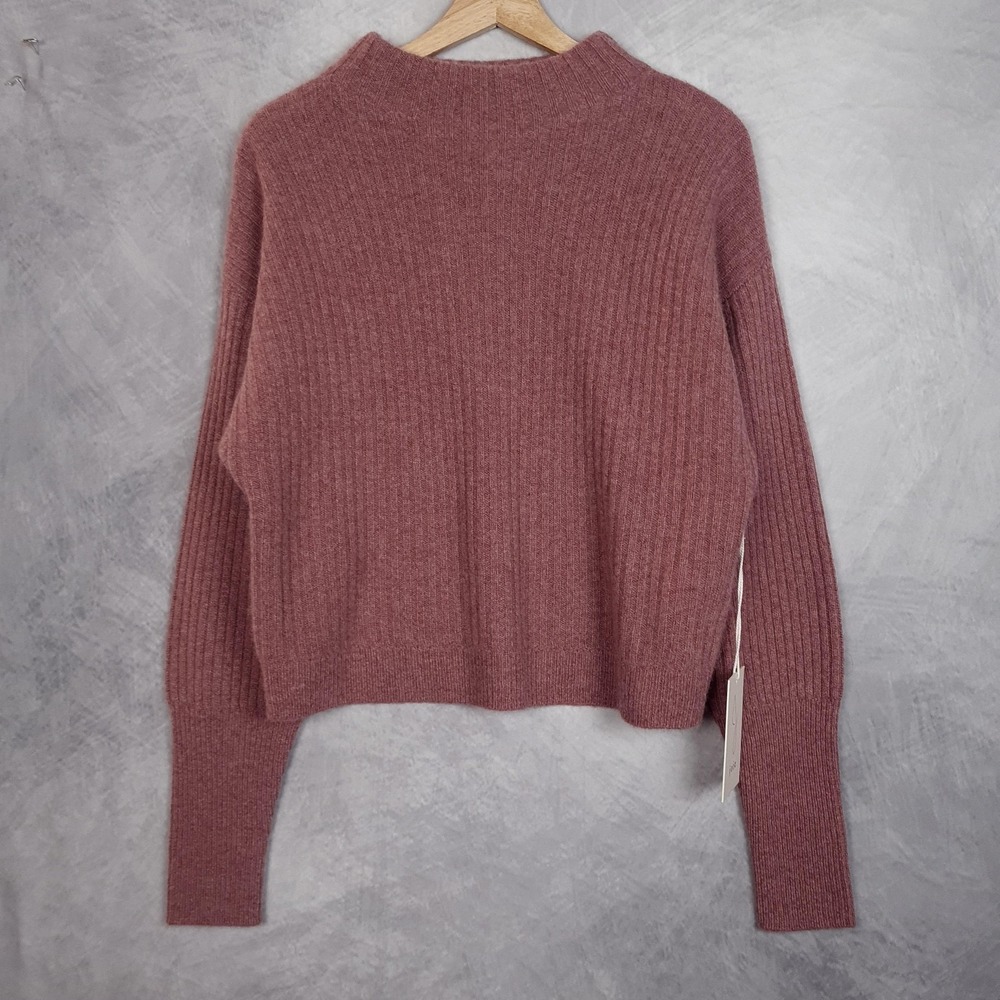 Joie Sweater Womens Medium Pink 100% Cashmere Mock Neck Ribbed Knit Pullover